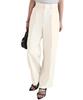 Kobe Lettuce Tuck Wide Straight Pants for Small Tuck Pants Size Pants, Women, Petite, Size, [M4027], S, Petite, Off-White