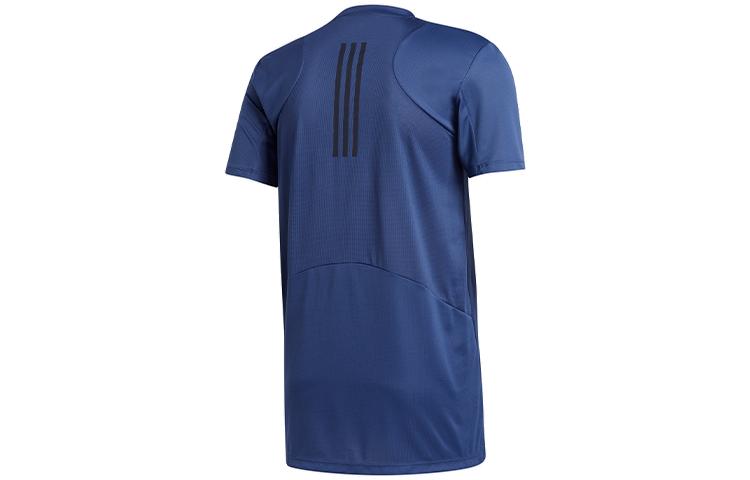 Adidas T Shirts Men's Tech Indigo Crew Neck Moderate Straight Fit GL7299
