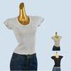 French Style Temperament Slim Fit Short Sleeve T-shirt Women Small Flying Sleeve Summer Thin Sweet Knitted Short Simple and Versatile Top