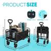 Capacity Heavy-Duty All-Terrain Folding Cart - Stainless Steel Frame and Foldable Multi-Purpose Wagon for Camping,