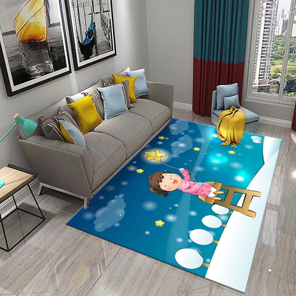 3D Lovely Cute Cartoon Pink Girl Carpet Girl Teen Bedroom Living Room Door Entrance Decoration Rug Bathroom Kitchen Non-slip Mat