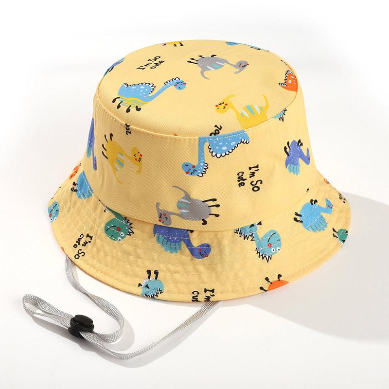 Cartoon Dinosaur Print Baby Bucket Hat Summer Outdoor Kids Boys Girls Sun Hat Cute Toddler Outdoor Beach Fisherman Cap