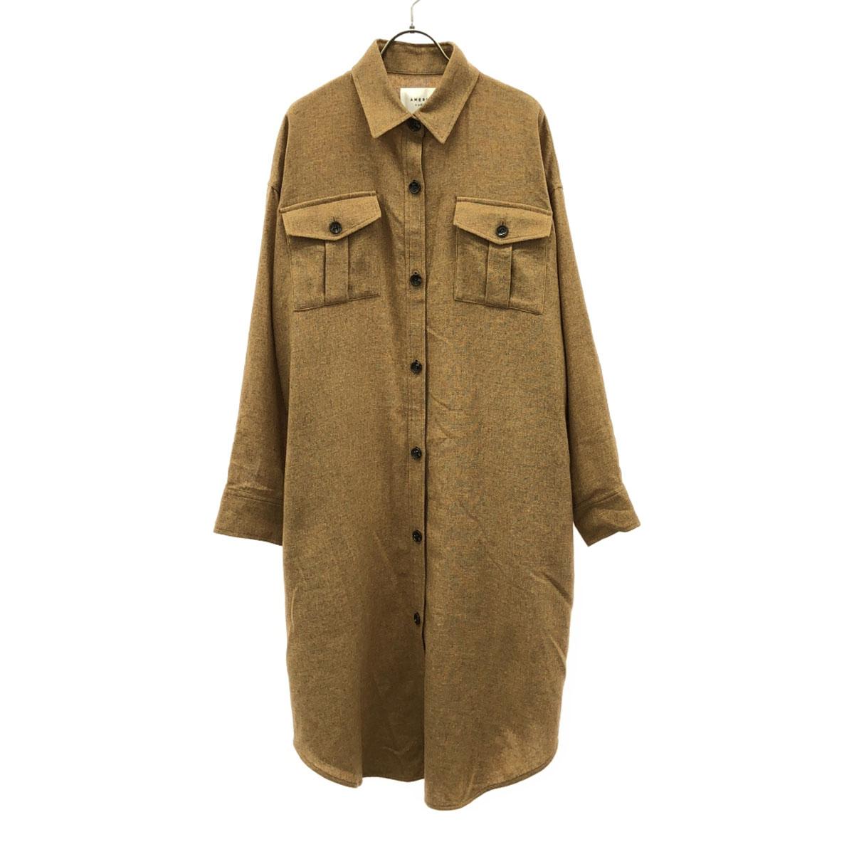 

AMERI UNDRESSED Long sleeve Wool Blend Long Shirt dress F Brown Women Used