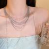 Layered Necklace with Dangling Fringes for The Collarbone. Women's Style. Multi-layered. Lightweight. Luxury. Small-scale. Sophisticated. High-end.