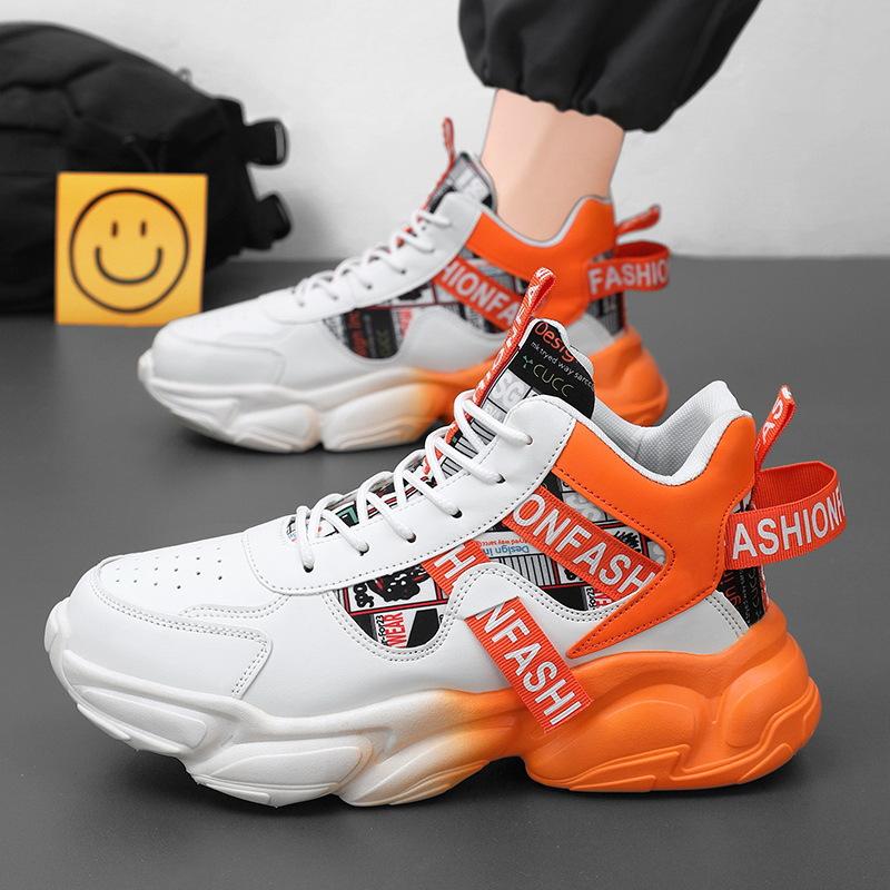 Men's Shoes Spring New Breathable High-top Shoes Men's Trend Versatile Inner Height Increase Sports and Leisure Shoes Trendy Shoes