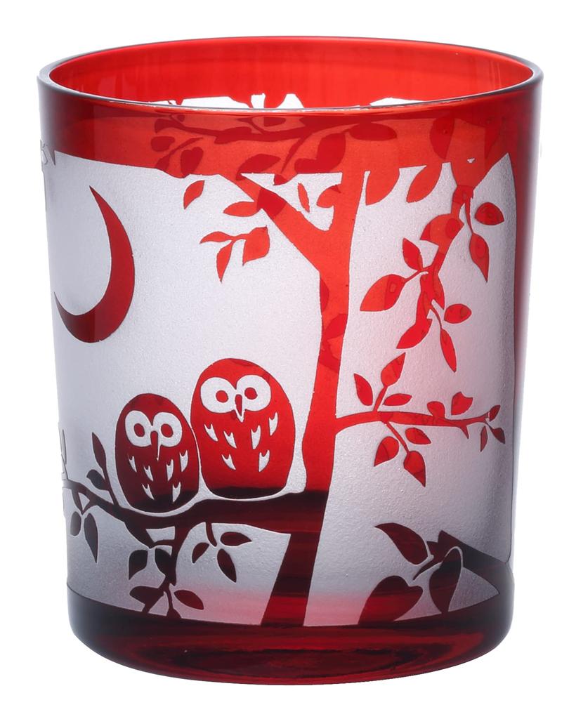 Kiriko Sowa Szklanka Stara Szklanka Tradycyjne Rzemiosło Można myć w zmywarce [F-35385] (Czerwony)