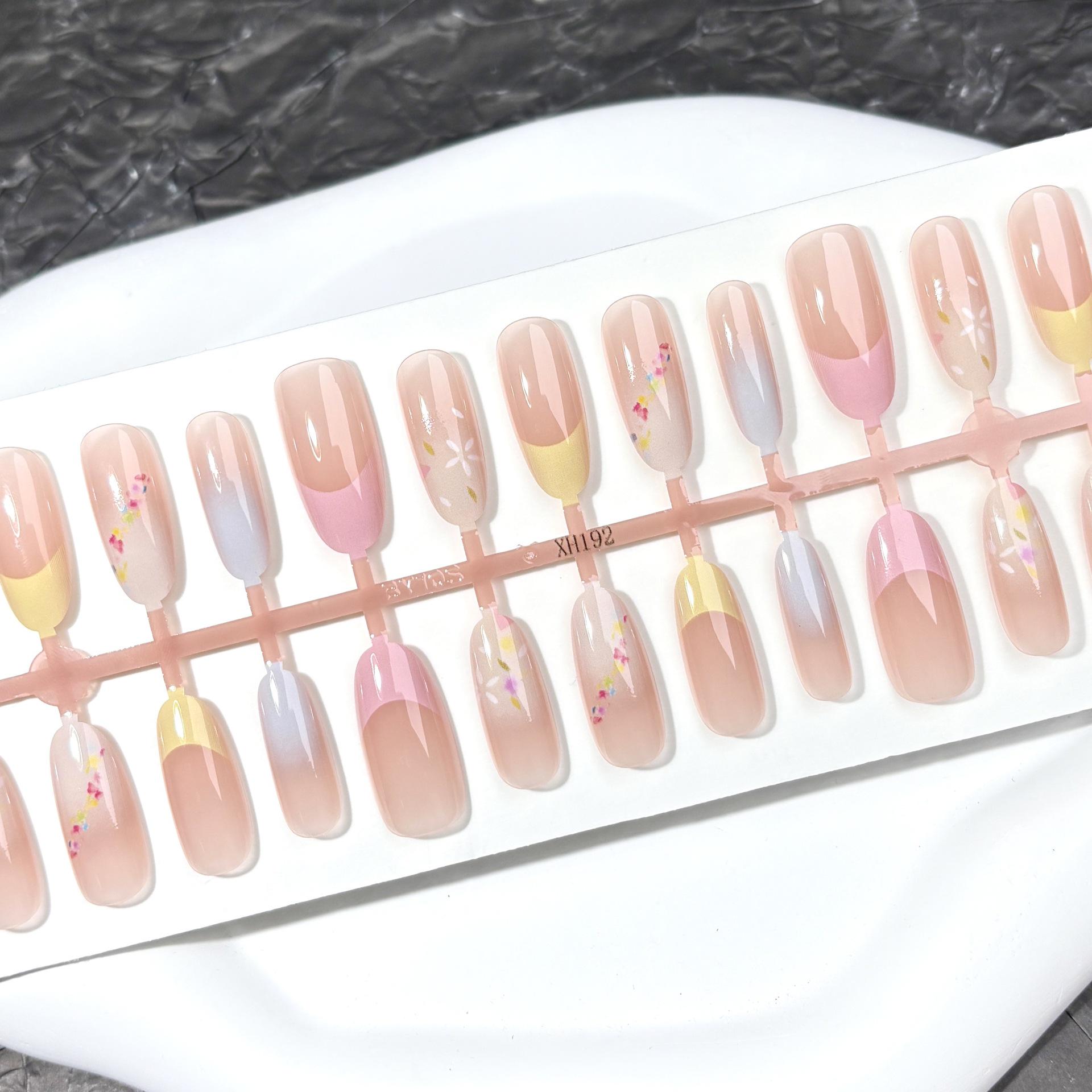 

Rich Girl Fairy Pink Long Press-On Nails - Soft, Girlish Style Nail Art Patches