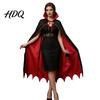 Halloween Costume Cape Vampire Cloak with Stand Up Collar, Medieval Gothic Festival Atmosphere Clothing Black Red for Cosplay, Masquerade, Fancy Dance