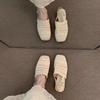 Sheepskin Version~ Niche French One-word Cool Slippers Women's Open-toed Square Head Temperament Roman Shoes Flat Beach Shoes