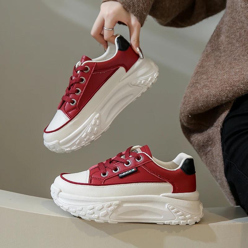 Fashion Woman Shoes Platform Casual Sneakers Women Shoes Flats PU Comfortable Running Shoes Chunky Autumn Sports