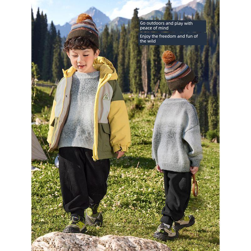 Boys' Round Neck Sweater Children's Autumn and Winter 2025 New Children's Clothing Toddler Baby Winter Thick Knit Top Trendy