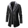 Men's Jacket Extended Leather Jacket Business Plush Lapel Suit Leather Plush Jacket Men's