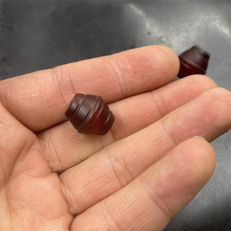 Ten Thousand Jade Retro Distressed Dark Striped Agate Barrel Beads