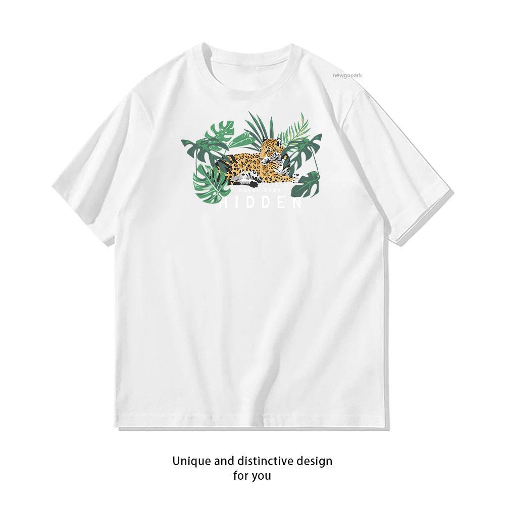 

Jungle Leopard cotton T shirt Unisex Adult couple streetwealtops tee Short sleev Casual 4XL