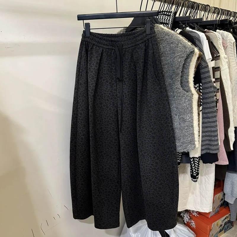 

Брюки женские эластичные с высокой талией, длинные, больших размеров, утолщенные, тянущиеся, однотонные, универсальные, повседневные брюки с широкими штанинами XXXXL чёрный