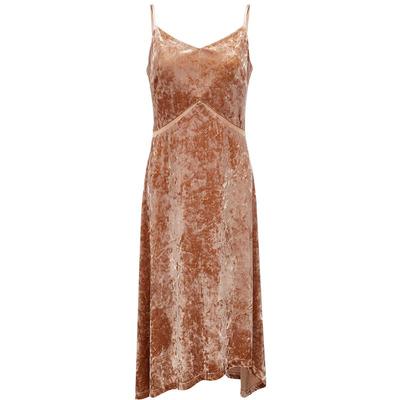 Velvet V-Neck Slip Midi Dress