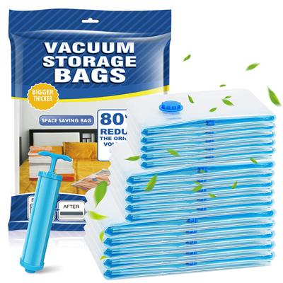 Vacuum Storage Bags, Space Saver Bag, Vacume Pack Storage Bag for Clothes Blankets Travel Storage,Reusable Bags Double Zip Seal