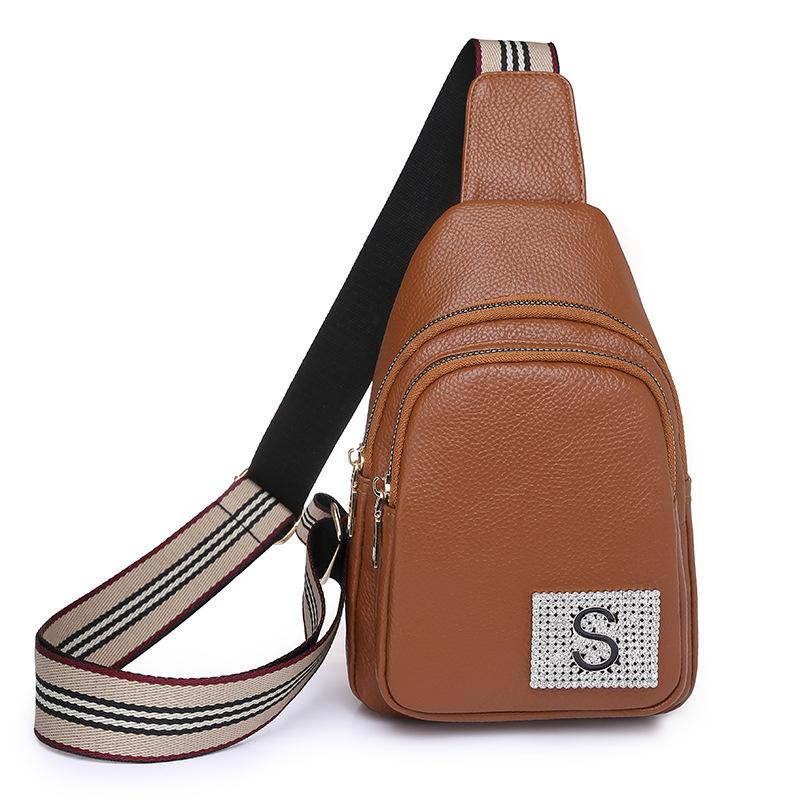 

Soft leather texture breast bag fashionable and simple messenger bag small and exquisite shoulder satchel new flow women s bag коричневый