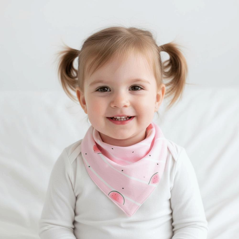 5PCS/SET Triangle Design Cotton Bibs Cartoon Print Feeding Bibs Cute Saliva Towel Toddler Use