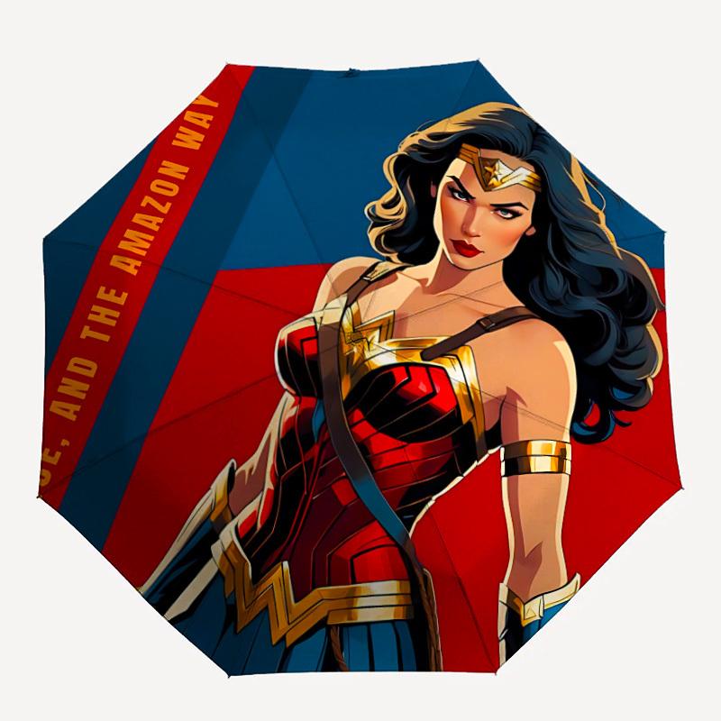 

1pc Wonder Woman, Justice Automatic Folding Umbrella - Compact 8-Rib Design, Durable Plastic & Iron, Lightweight for Outdoor Daily Use21106