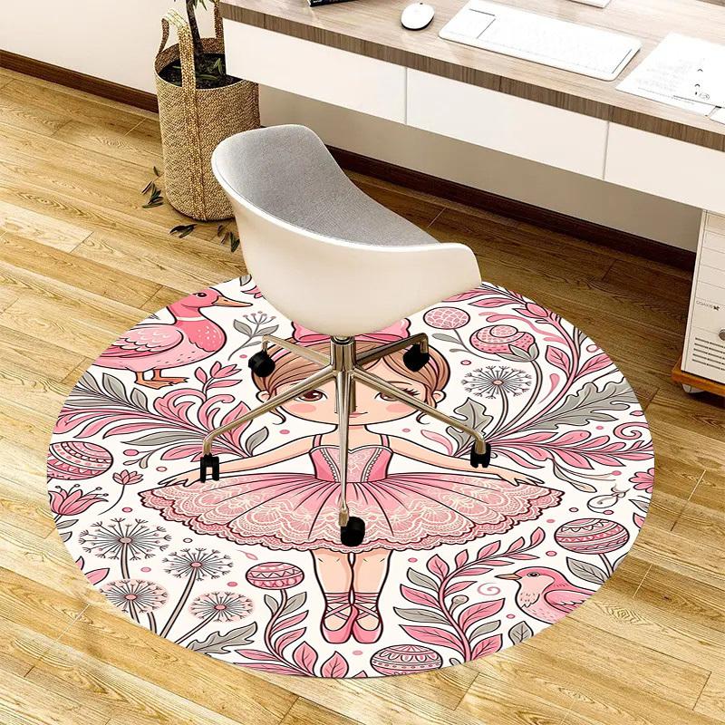1PC Ballerina Flowers Non-Slip Floor Round carpet, Office, family, bedroom, Large Area Rug Indoor Rugs,  Durable PolyesterH0376