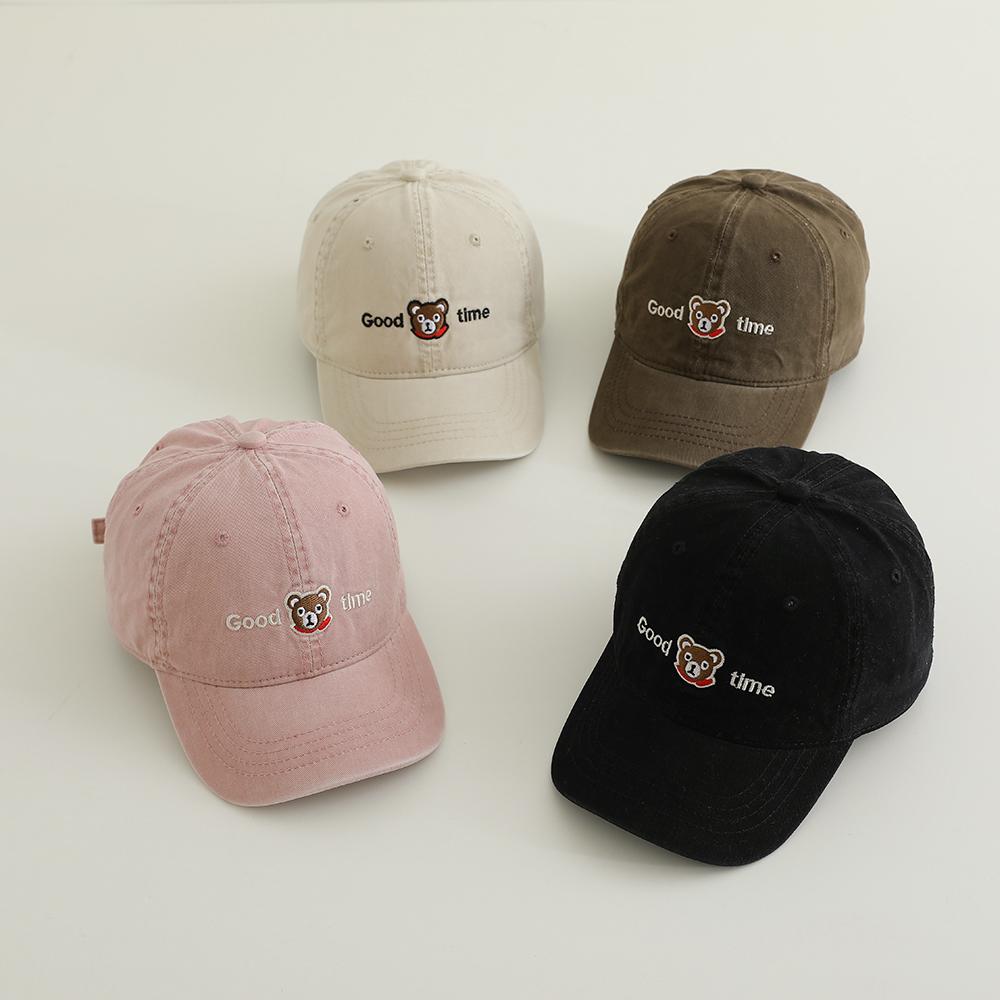 Children's baseball cap cute cartoon embroidered bear cap spring summer baby sun protection hat