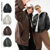 Men's New Brown Leather Jacket Couple Spring and Autumn Motorcycle Lapel Jacket Loose Jacket