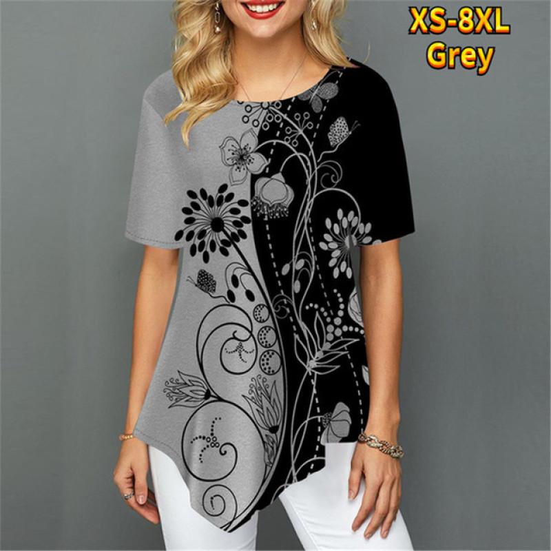 Женская футболка с нерегулярным цветком и цифровым 3D принтом — фото 18