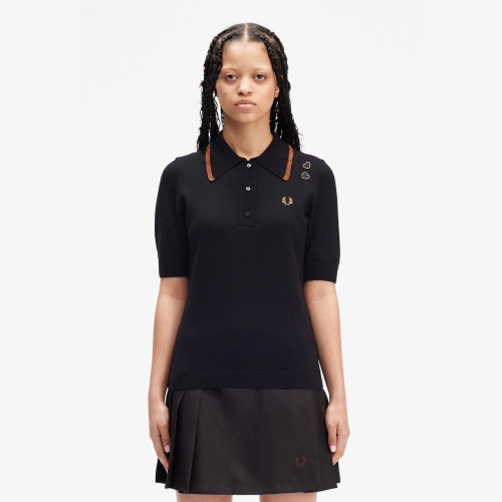 

Fred Perry [Эми Уайнхаус] Трикотажная рубашка с металлическим наконечником, черная Afpf2438118 102 S