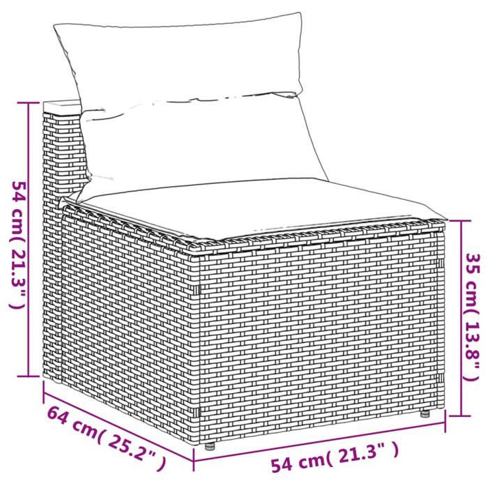 VidaXL Canapés de Jardin sans Accoudoirs avec Coussins 2 pcs, Sièges de Patio, Meubles de Terrasse Balcon Extérieur, Noir 365832
