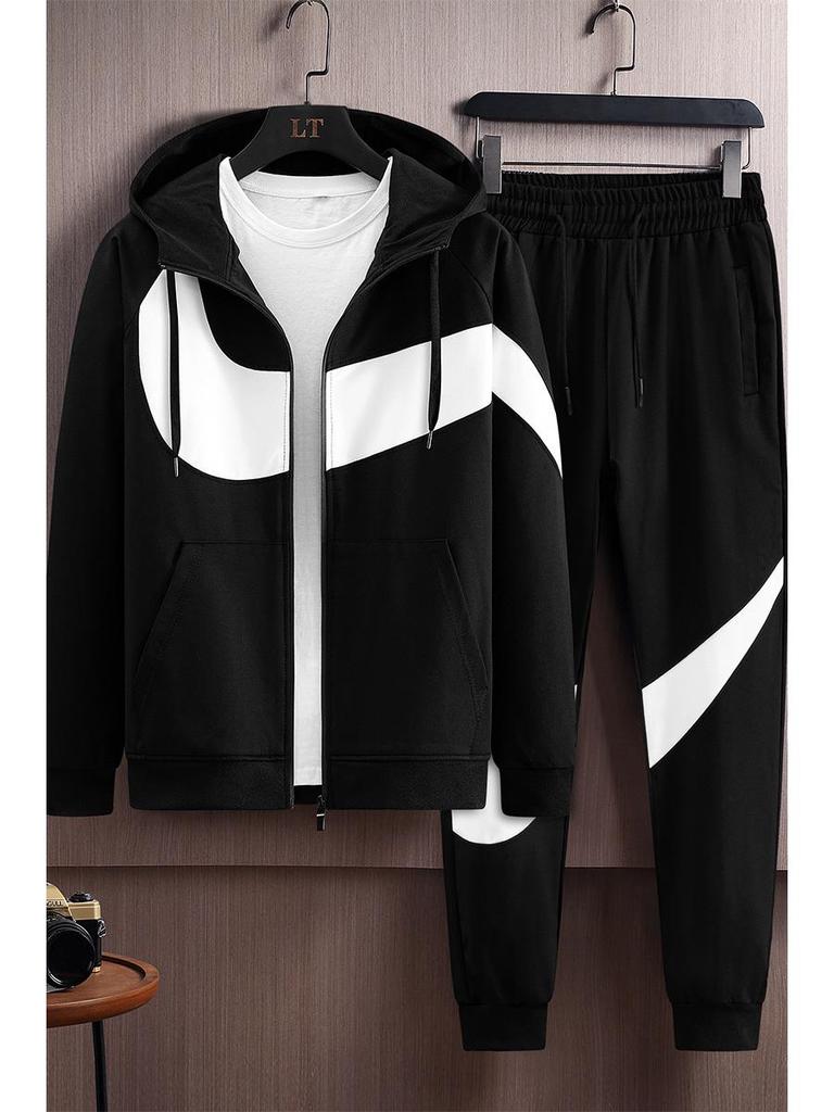 Men's Trendy Spring/Autumn Casual Cardigan Hoodie Sportswear Set