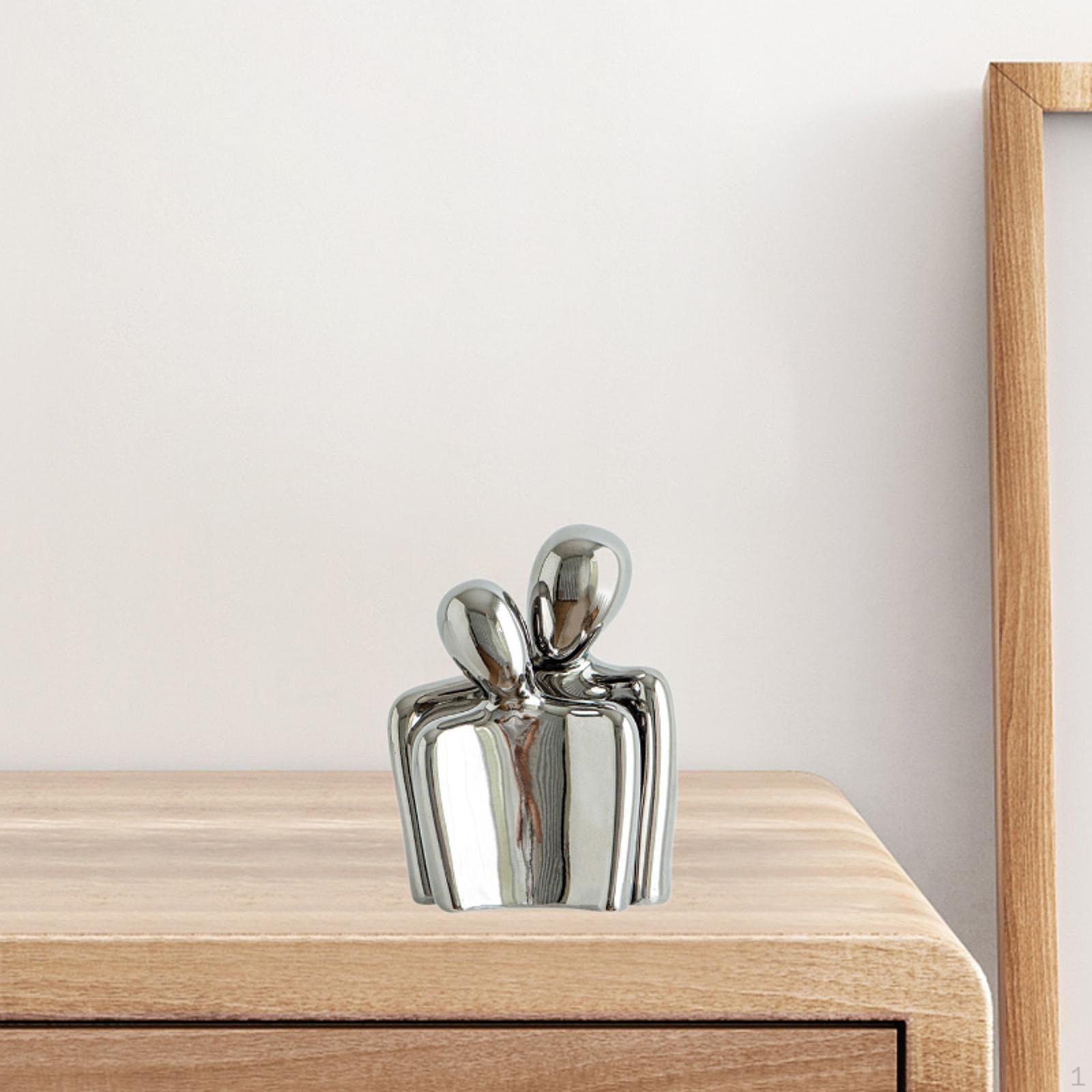 

Абстрактная статуя обнимающейся пары, керамическая статуэтка, домашний декор, украшение стола, для новоселья серебряный