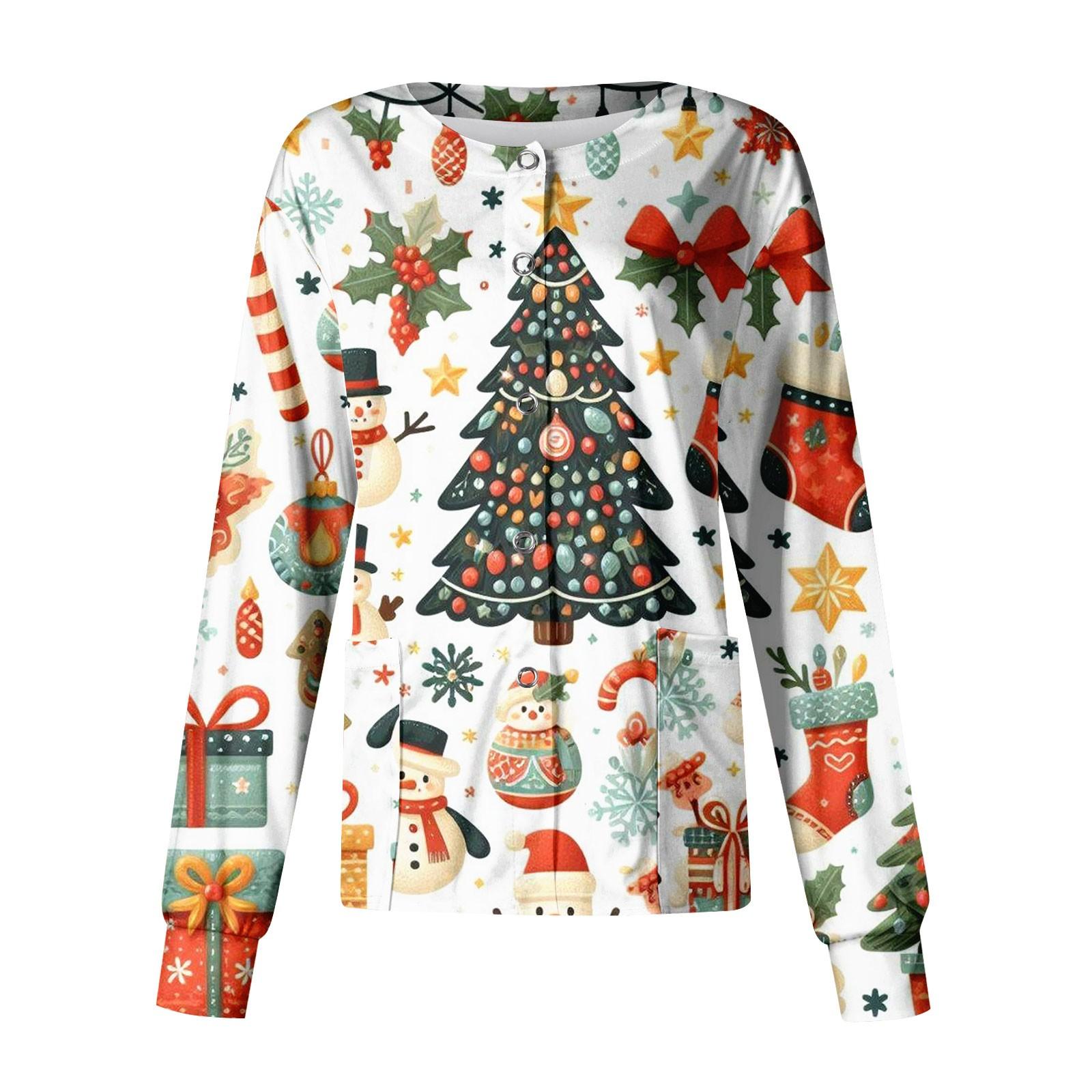 

Жіночий повсякденний однобортний різдвяний топ з принтом для годувальника з довгим рукавом XXXXXL шафрановий