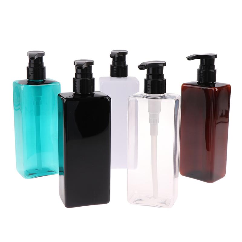 500Ml Body Lotion Square Bottle Pet Plastic Shower Gel Shampoo Press Pump Bottles Durable Refillable Containers For Liquid Soap