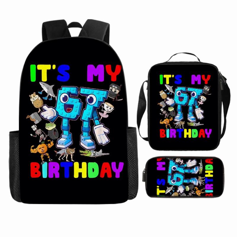 Cartoon Brainrot-Themed Backpack Crossbody Bag Pencil Case School Kids Ages 10-12