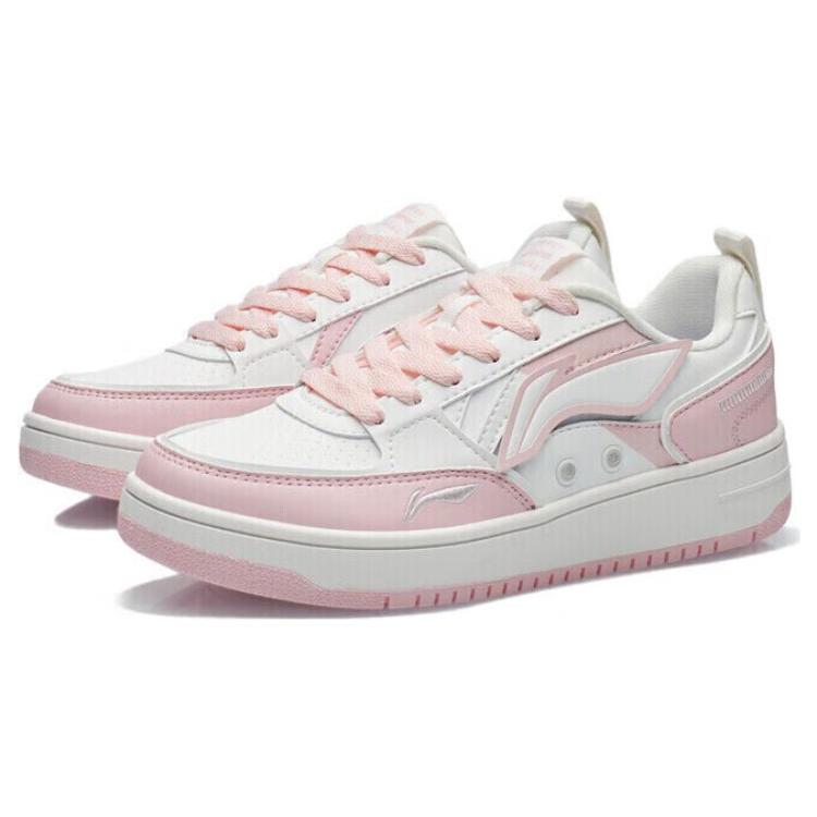 Li Ning Synthetic Leather Comfortable Slip Resistant Cushioning Abrasion Resistant Low top Skateboard Shoes Women's AGCS134-1