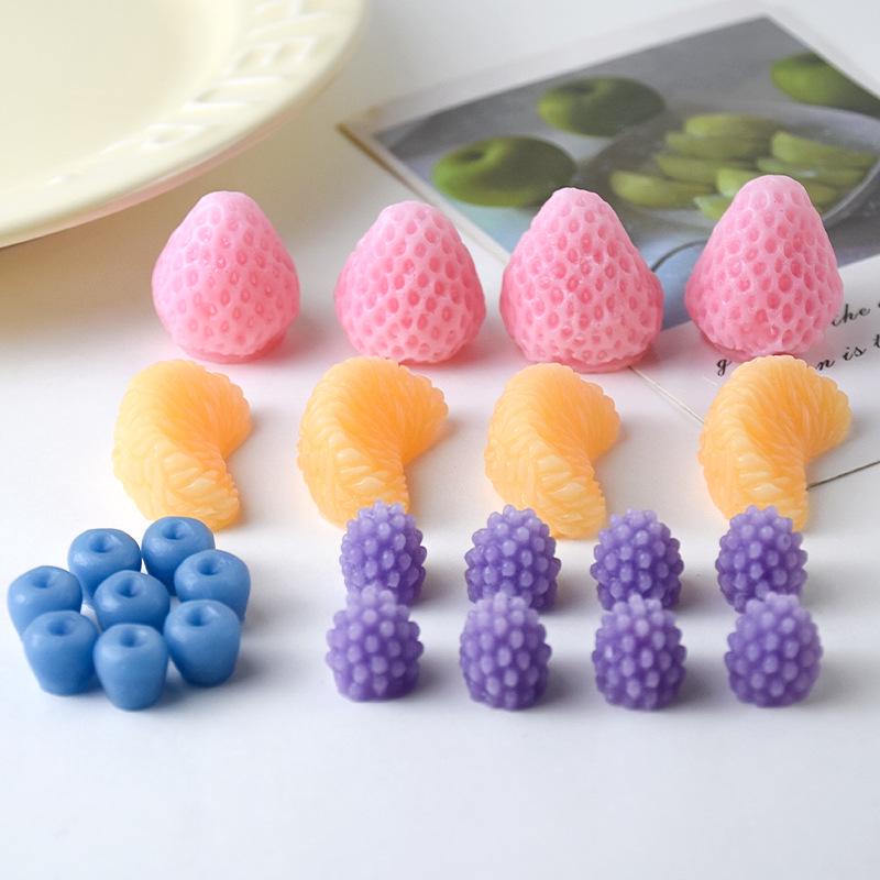 Silikon Fondantform für Fruchtserie: Orange, Erdbeere, Blaubeere, Himbeere