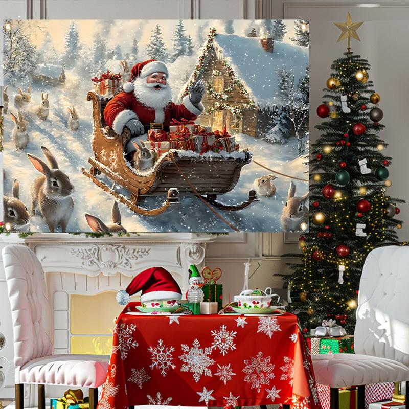 1pc 2D Flat, Festive Christmas Party Banner - for Festive Decoration In Living Room or Outdoors, No Power Required Wsj