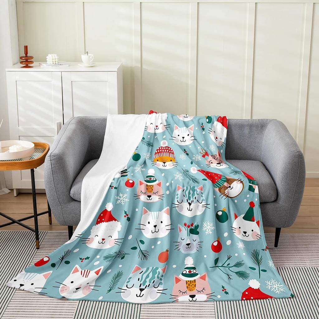 Merry Christmas Flannel Fleece Throw Blanket Gingerbread Man Baby Xmas Tree Fleece Throw Blanket for Kids Women Men Bed Couch