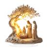 Acrylic Jesus Tree Of Life Nativity Scene Figurine,Holy Family Religious Decor,Christmas Resin Ornament For Home Decor