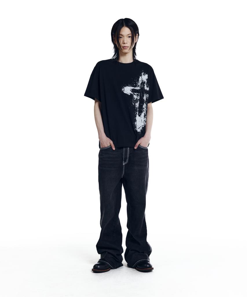 AAKAM Splatter Painted Cros2 Half Top (Black)
