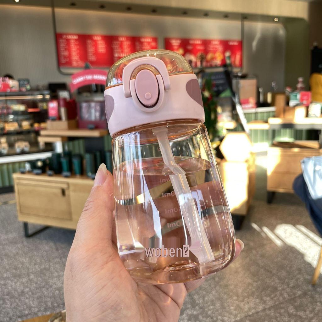 Tragbarer Sommer-Wasserbecher mit Strohhalm für Frauen und Kinder: Niedliches Design für Schüler, Schwangere und Erwachsene