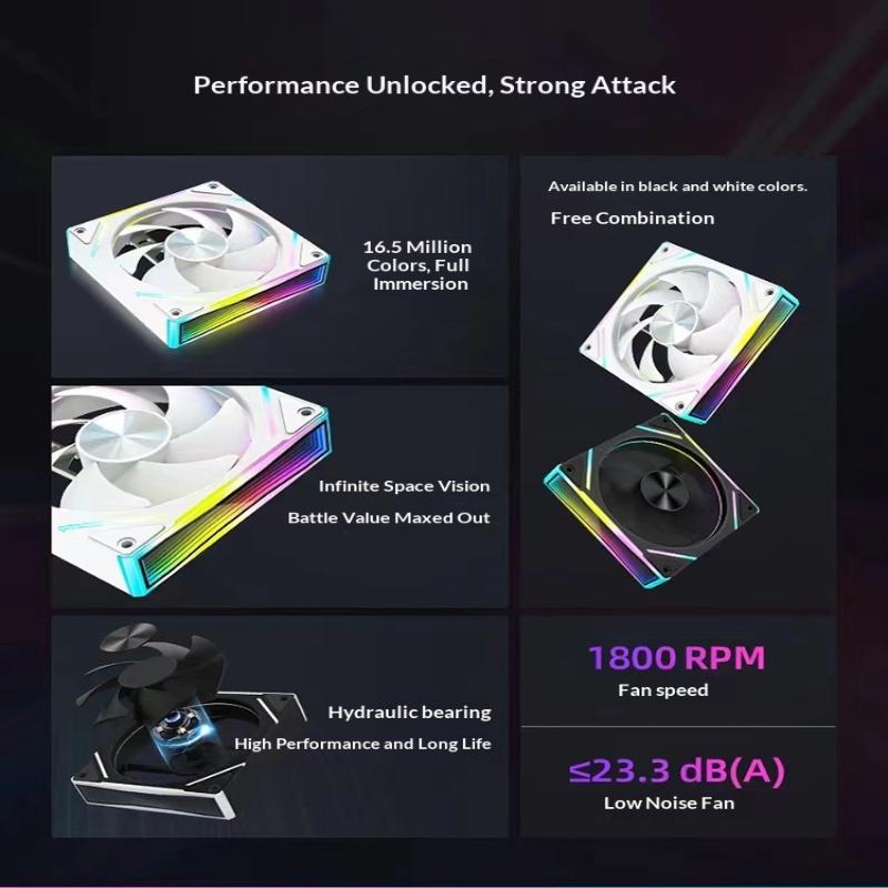 12Cm Argb 4 Pin Computer Case Fan Quiet Cooling 12V Large Air Volume 800-1600Rpm For Desktop Gaming Pc Build