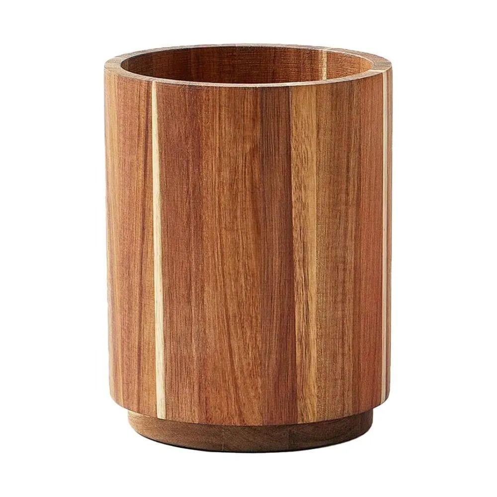 360° Rotatable Cutlery Rack Wooden Large Fork Organizer  for Dining Container