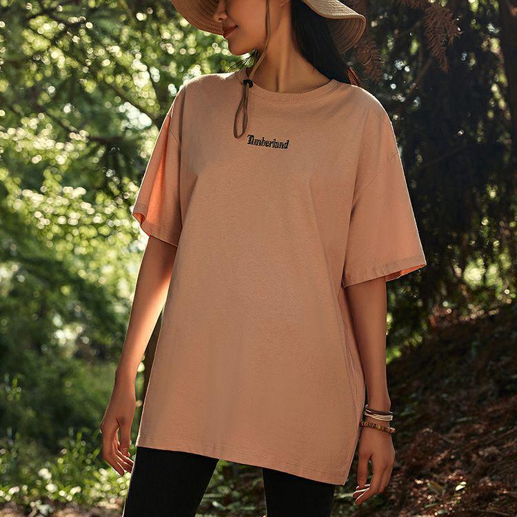 Timberland Casual Back Print Desert Environment Round Neck Short Sleeve T-Shirt Unisex Tops Light-Pink A6CHE-662