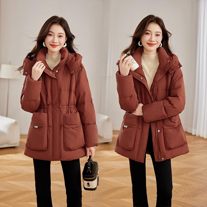 Women's Mid-Length Hooded Down Jacket - Winter Fashion Coat YE6320