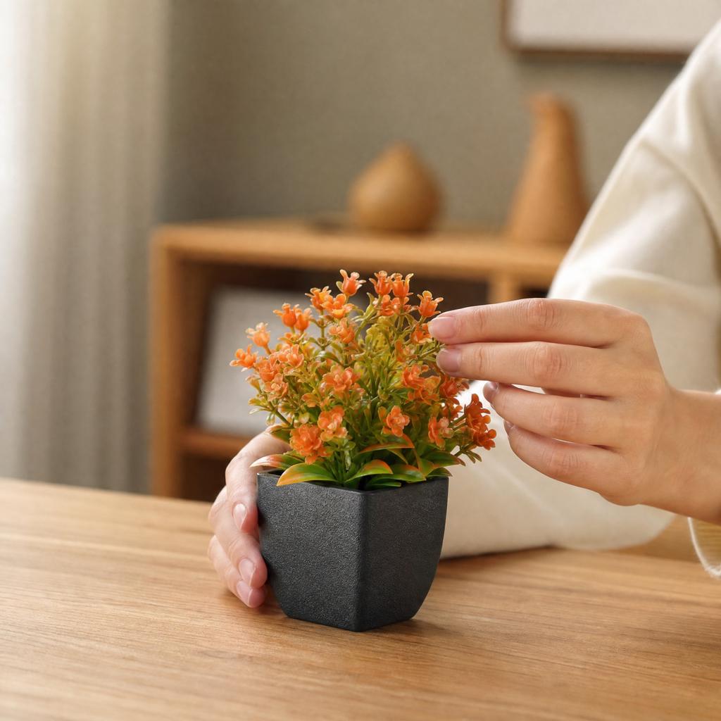 Small Artificial Plant in Pot with Colors for Indoor Decor