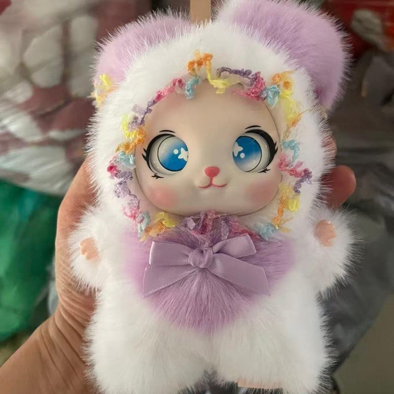 2026 Exquisite Rabbit Plush Pendant Cute Big Ear Fluffy Bunny Doll Keychain Ornament for Backpack Girls Daily Gifts