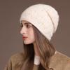 New Rabbit Fur Hat Women's Winter Warm Knitted Headhat Beret Winter Beret for Middle-Aged and Elderly Ladies, Autumn-Winter Season