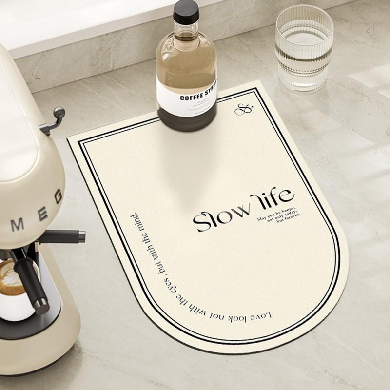 Minimalist Kitchen Countertop Drain Mat Bowl Plate Cutlery Mildew Resistant Dish Mat Bar Water Cup Coffee Machine Absorbent Cup Mat